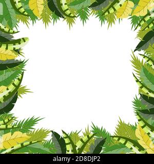 Trendy tropical palm and tropical plants leaves vector poster. Attractive summer tropical nature palm branches and tropical plants leaves poster backg Stock Vector