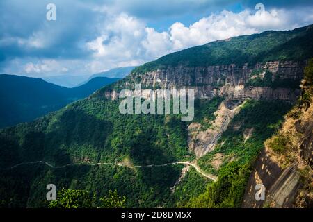 Eco Park Cherrapunji, Meghalaya. lovely view of the Green Canyons and Nohsngithiang Falls of Cherapunji Meghalaya. Stock Photo