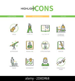 Renaissance - modern line design style icons set Stock Vector