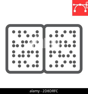 Braille book line icon, disability and blind, book written in braille sign vector graphics, editable stroke linear icon, eps 10. Stock Vector