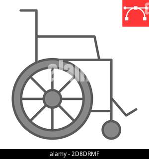 Wheelchair color line icon, disability and handicapped, wheelchair sign vector graphics, editable stroke filled outline icon, eps 10. Stock Vector
