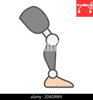 Prosthesis leg color line icon, disability and artificial, prosthetic leg sign vector graphics, editable stroke filled outline icon, eps 10. Stock Vector