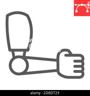 Prosthesis arm line icon, disability and artificial, prosthetic arm sign vector graphics, editable stroke linear icon, eps 10. Stock Vector