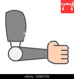 Prosthesis arm color line icon, disability and artificial, prosthetic arm sign vector graphics, editable stroke filled outline icon, eps 10. Stock Vector