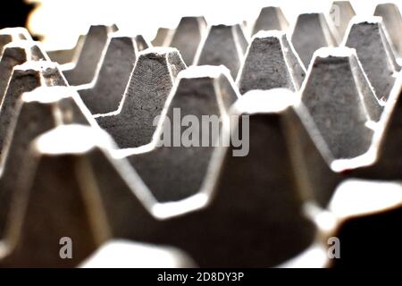 Background texture, close up, blur, cardboard packaging for eggs, Empty tray of eggs isolated Stock Photo
