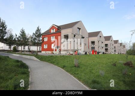 Gemeinde Cham, Kanton Zug (ZG)/ Switzerland - April 19 2020: Renovated residential houses in Hagendorn, Switzerland Stock Photo