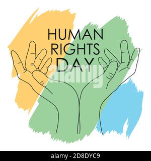 colorful human rights day design with open hands icon over white background, vector illustration Stock Vector