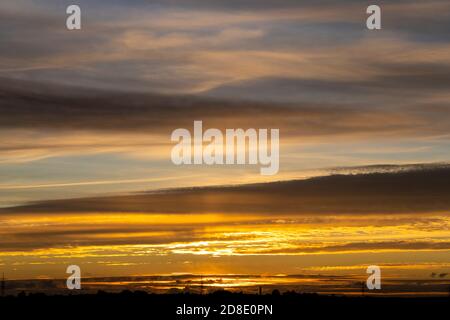 dusk with awesome sunset sky from Golden hour to blue hour Stock Photo