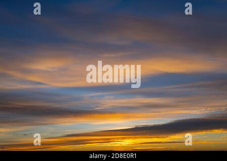 dusk with awesome sunset sky from Golden hour to blue hour Stock Photo