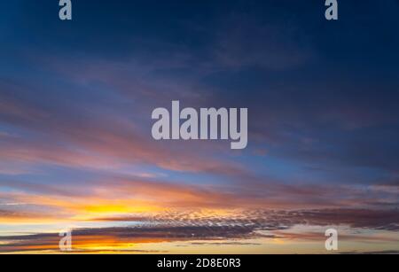 dusk with awesome sunset sky from Golden hour to blue hour Stock Photo