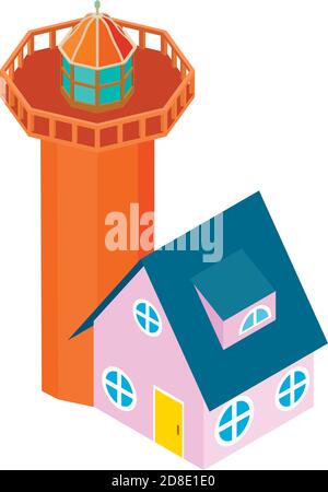 Coast lighthouse icon. Isometric illustration of coast lighthouse vector icon for web Stock Vector