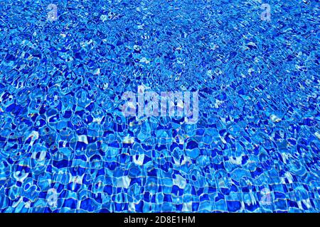 Swimming pool bottom caustics ripple and flow with texture of water surface background Stock Photo