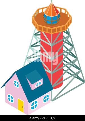 Big lighthouse icon. Isometric illustration of big lighthouse vector icon for web Stock Vector