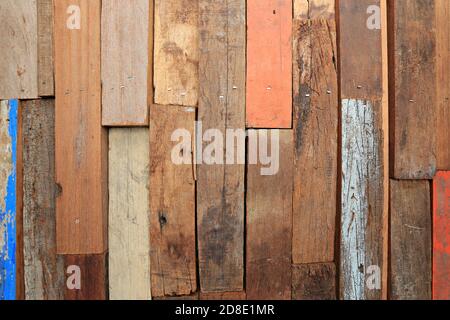 Reclaimed wood Wall Paneling texture, Wood material background for Vintage wallpaper Stock Photo