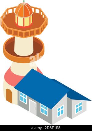 Nautical lighthouse icon. Isometric illustration of nautical lighthouse vector icon for web Stock Vector