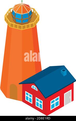 Tower lighthouse icon. Isometric illustration of tower lighthouse vector icon for web Stock Vector