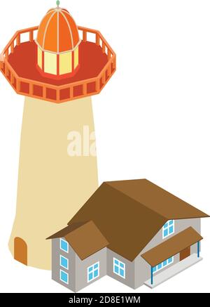 High lighthouse icon. Isometric illustration of high lighthouse vector icon for web Stock Vector
