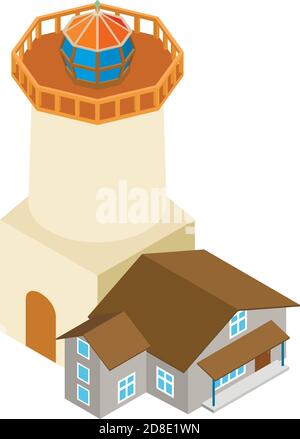 Sea lighthouse icon. Isometric illustration of sea lighthouse vector icon for web Stock Vector