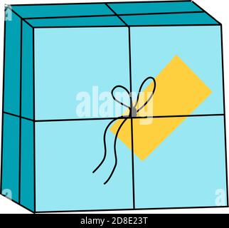 Gift box blue isolated on white. Vector illustration Stock Vector