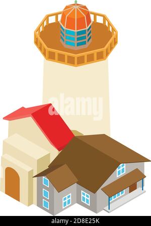 Navigation lighthouse icon. Isometric illustration of navigation lighthouse vector icon for web Stock Vector