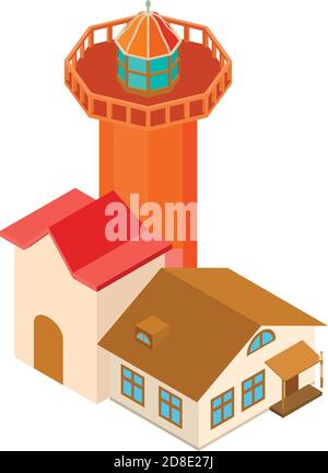 Realistic lighthouse icon. Isometric illustration of realistic lighthouse vector icon for web Stock Vector