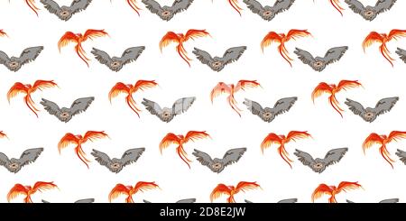 owl and phoenix. magical birds. school of magic and witchcraft. Vector seamless pattern with owl and zarptice Stock Vector