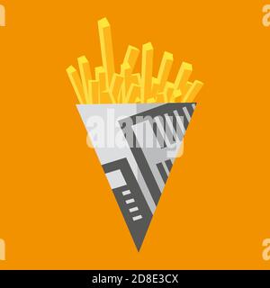 News print chip cone vector illustration on a yellow background Stock Vector