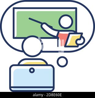 Online tutor RGB color icon Stock Vector