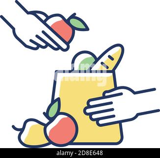 Grocery bagger RGB color icon Stock Vector