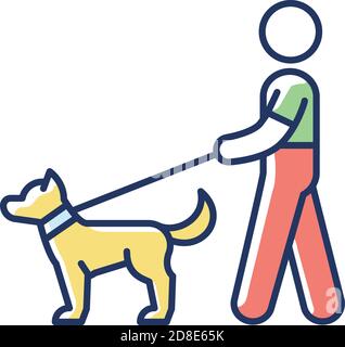 Dog walker RGB color icon Stock Vector