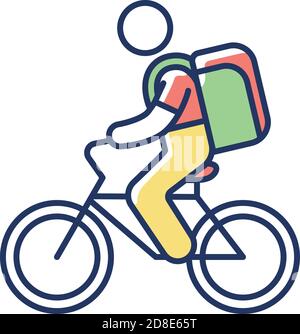 Food delivery person RGB color icon Stock Vector