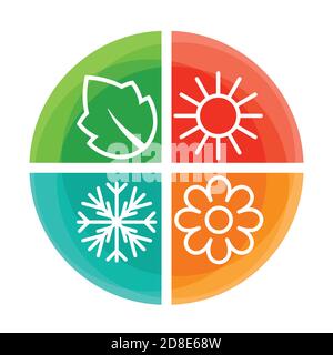 Four nature seasons color circle Stock Vector