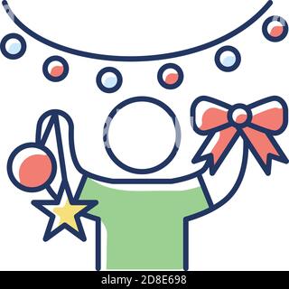 Holiday decorator RGB color icon Stock Vector