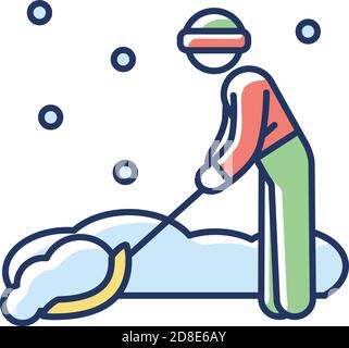 Snow removal job RGB color icon Stock Vector