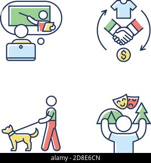 Job opportunities RGB color icons set Stock Vector
