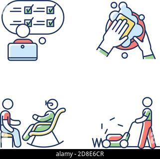 First-time jobs RGB color icons set Stock Vector