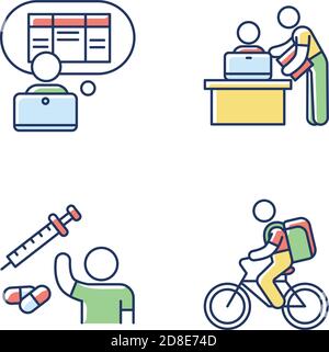 Part-time jobs RGB color icons set Stock Vector