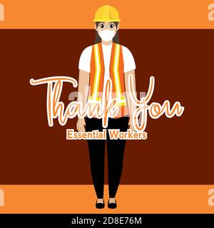 Laborer picture thank you essentials workers orange- Vector Stock Vector