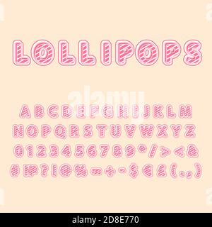 Lollipops vintage 3d vector alphabet set Stock Vector