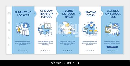 Covid school safety guidelines onboarding vector template Stock Vector