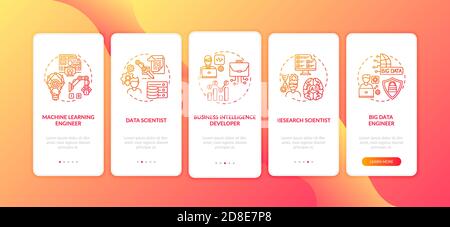 Careers in ai onboarding mobile app page screen with concepts Stock Vector