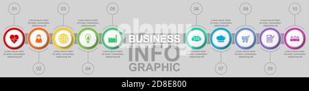 Business infographic vector template with 10 opiions Stock Vector