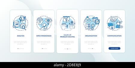 Creative thinking types onboarding mobile app page screen with concepts Stock Vector