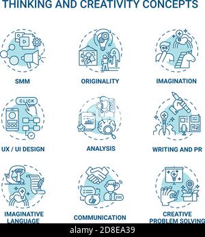 Thinking and creativity concept icons set Stock Vector