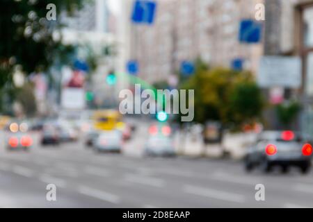 Blurred abstract background of traffic car on the city street at morning Stock Photo