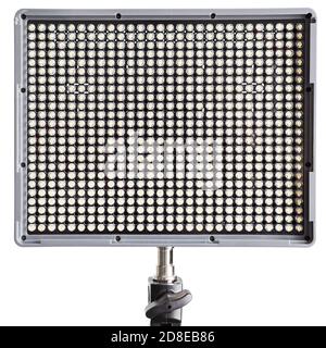 Video led light panel, horizontal placing on stand, isolated on white background Stock Photo