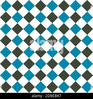 Blue and green diagonal squares on the white background. Seamless pattern. Stock Photo