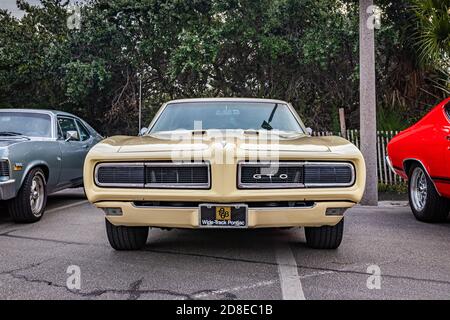 Tybee Island, GA - October 3, 2020: 1968 Pontiac GTO hardtop coupe at a local car show. Stock Photo