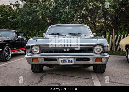 Tybee Island, GA - October 3, 2020: 1972 Chevrolet Nova coupe at a local car show. Stock Photo