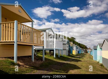 UK, Kent, Whitstable, Tankerton, colourful beach huts Stock Photo